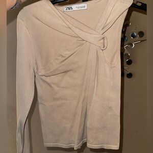 Zara Beige Long Sleeve Top